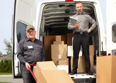 Movers assisting with a residential relocation in Canary Wharf