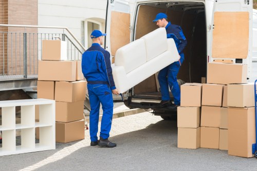 Commercial moving team planning an office relocation in Canary Wharf