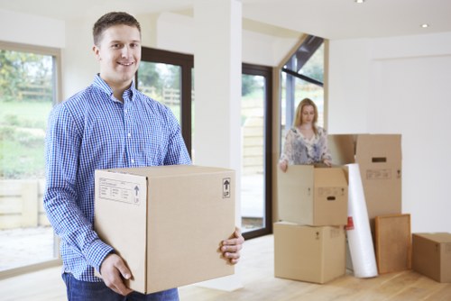 Professional house removal team handling a Canary Wharf apartment move