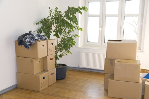 Office furniture and equipment being moved safely in Canary Wharf