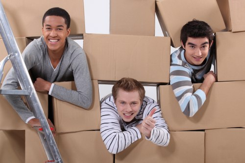 Office relocation equipment in a Canary Wharf business district move