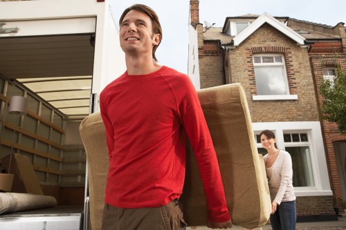 Canary Wharf removal van helping with furniture and box transport
