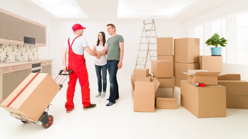Careful loading of boxes and furniture for a student move